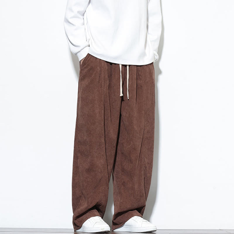 Buddha Stones無地 ドローストリング ピュアコーデュロイ メンズ ハーレムパンツ ポケット付き - image 35