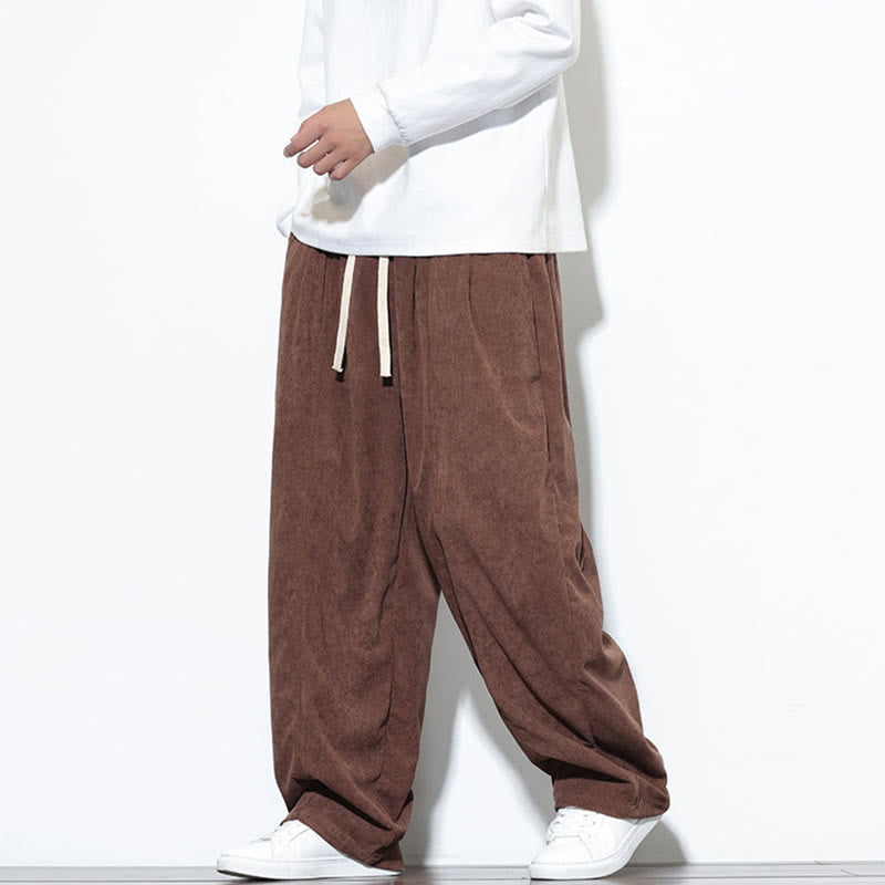 Buddha Stones無地 ドローストリング ピュアコーデュロイ メンズ ハーレムパンツ ポケット付き - image 32
