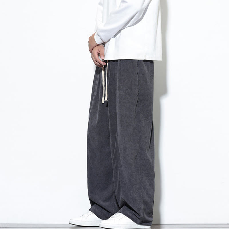 Buddha Stones無地 ドローストリング ピュアコーデュロイ メンズ ハーレムパンツ ポケット付き - image 11