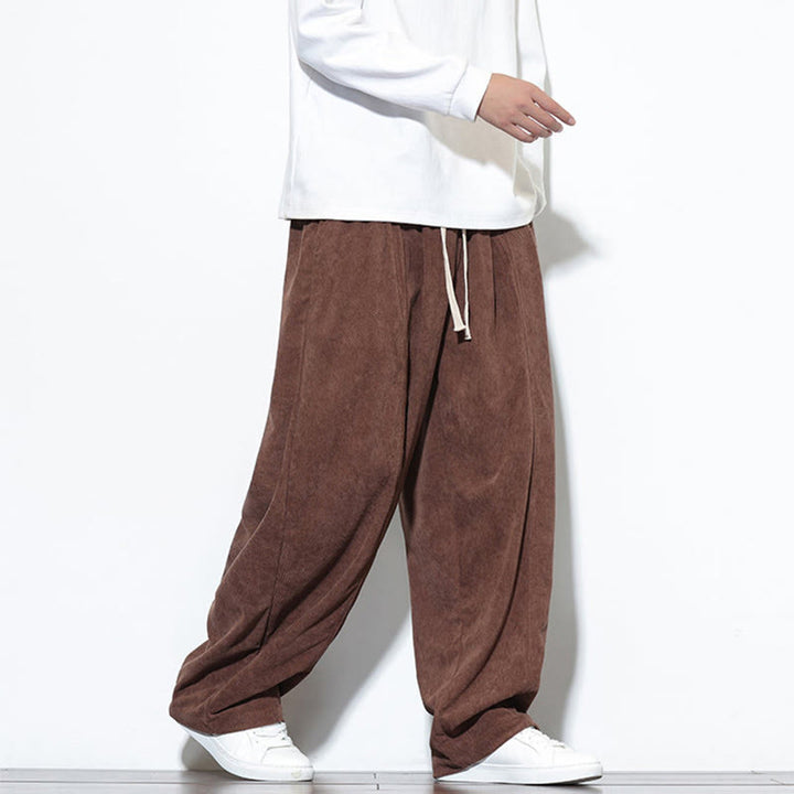 Buddha Stones無地 ドローストリング ピュアコーデュロイ メンズ ハーレムパンツ ポケット付き - image 33