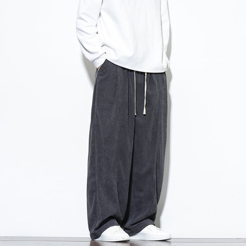 Buddha Stones無地 ドローストリング ピュアコーデュロイ メンズ ハーレムパンツ ポケット付き - image 18