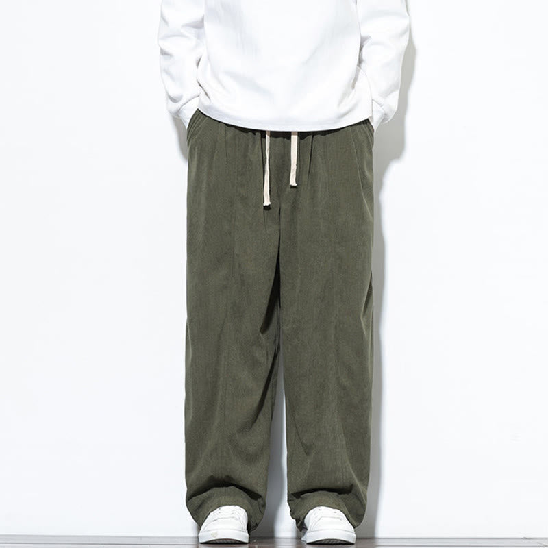 Buddha Stonesプレーンドローストリング ピュアコットンコーデュロイ メンズ ハーレムパンツ ポケット付き - オリーブドラブ - US/UK/AU46、 EU56 (5XL) - image 0