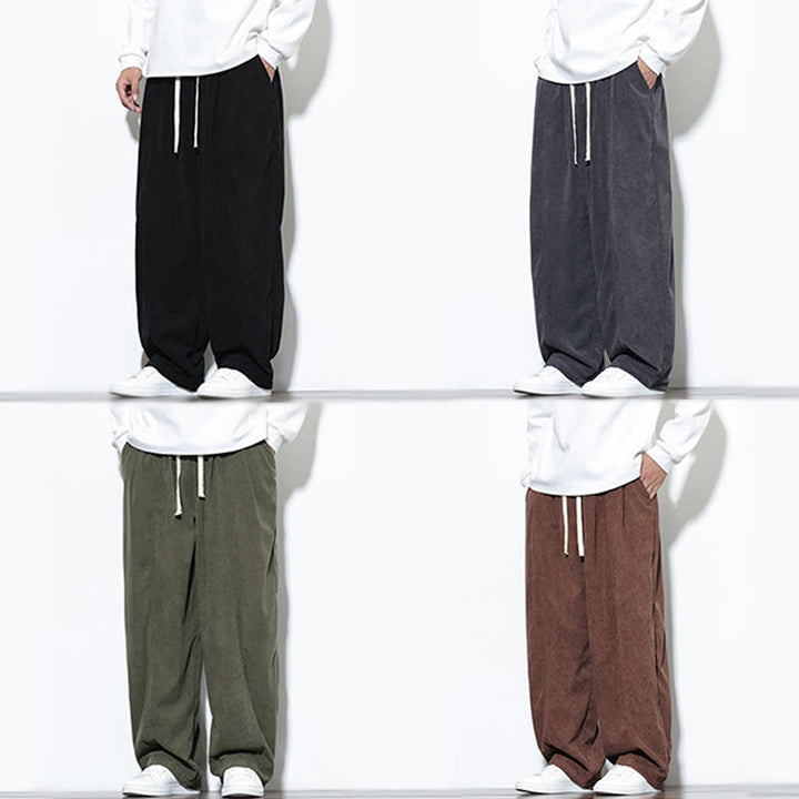 Buddha Stones無地 ドローストリング ピュアコーデュロイ メンズ ハーレムパンツ ポケット付き - image 38