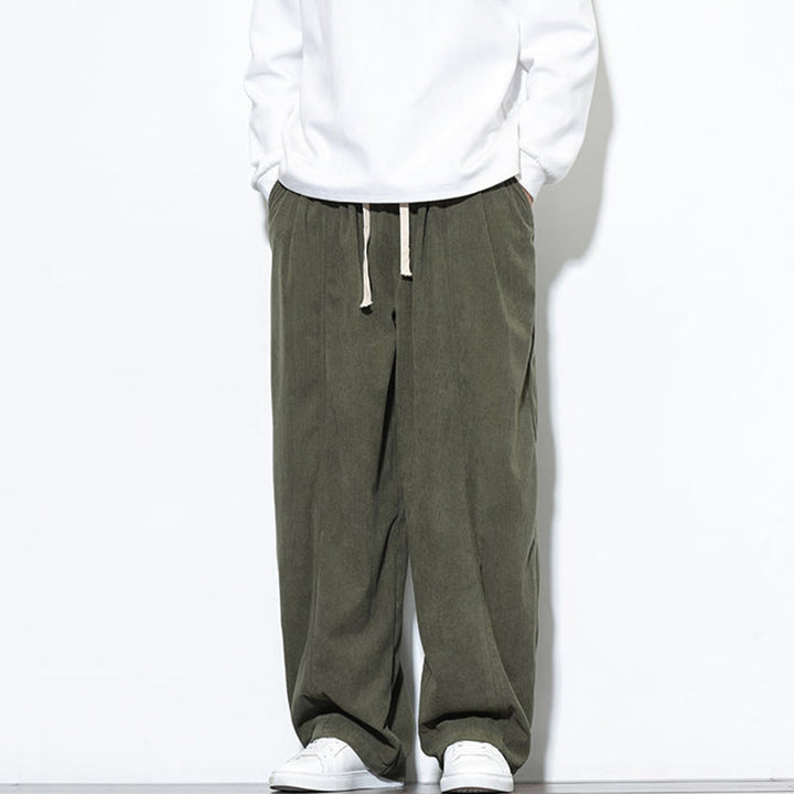 Buddha Stones無地 ドローストリング ピュアコーデュロイ メンズ ハーレムパンツ ポケット付き - image 5