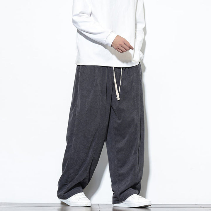 Buddha Stones無地 ドローストリング ピュアコーデュロイ メンズ ハーレムパンツ ポケット付き - image 14