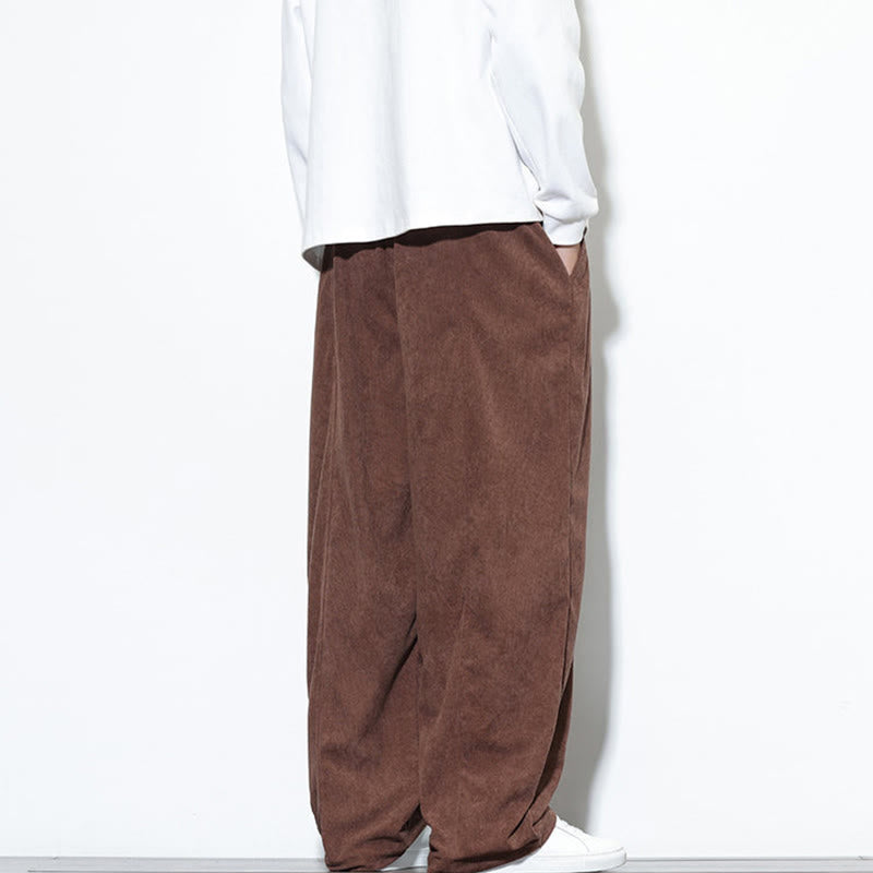 Buddha Stones無地 ドローストリング ピュアコーデュロイ メンズ ハーレムパンツ ポケット付き - image 37