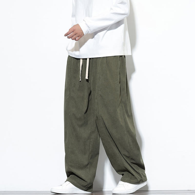 Buddha Stonesプレーンドローストリング ピュアコットンコーデュロイ メンズ ハーレムパンツ ポケット付き - image 3