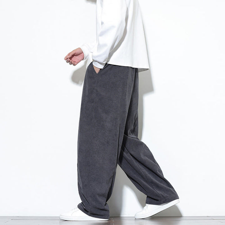 Buddha Stones無地 ドローストリング ピュアコーデュロイ メンズ ハーレムパンツ ポケット付き - image 15