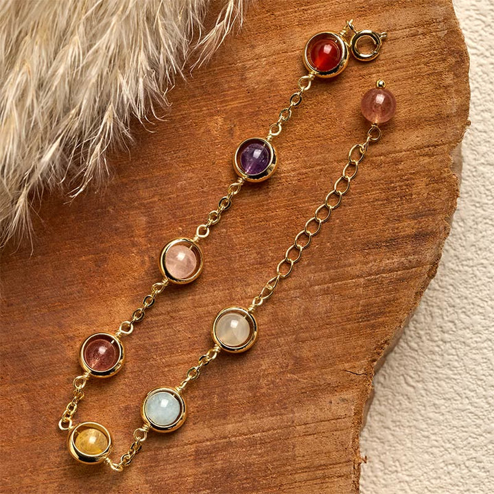 Buddha Stonesカラフルクリスタル アメジスト ストロベリークォーツ バランスブレスレット - image 4