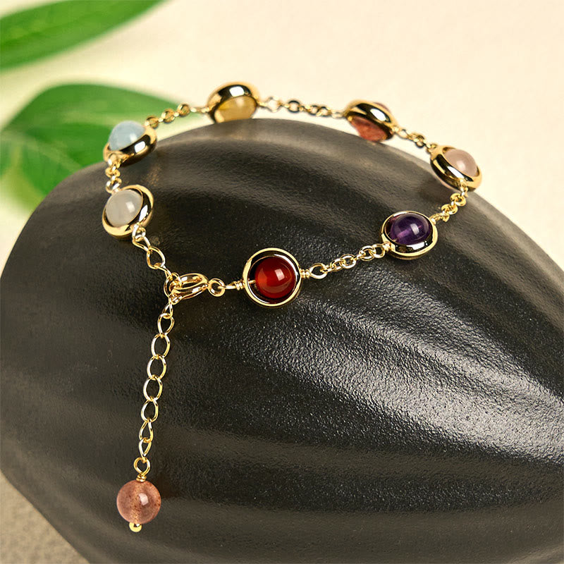 Buddha Stonesカラフルクリスタル アメジスト ストロベリークォーツ バランスブレスレット - image 1