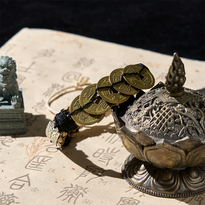 Buddha Stones五帝銭 お守り 護符 ロープブレスレット  - image 2