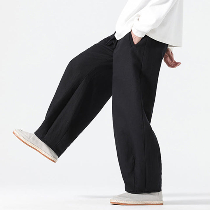 Buddha Stonesデイリードローストリング 中国禅スタイル メンズ ワイドレッグ ピュアパンツ ポケット付き - image 22