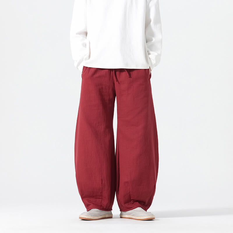 Buddha Stonesデイリードローストリング 中国禅スタイル メンズ ワイドレッグ ピュアパンツ ポケット付き - image 11