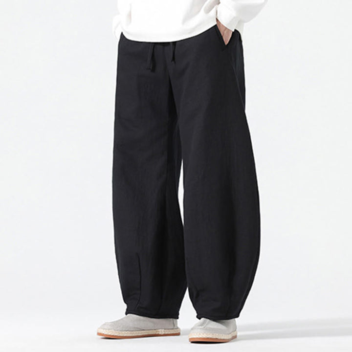 Buddha Stonesデイリードローストリング 中国禅スタイル メンズ ワイドレッグ ピュアパンツ ポケット付き - image 20