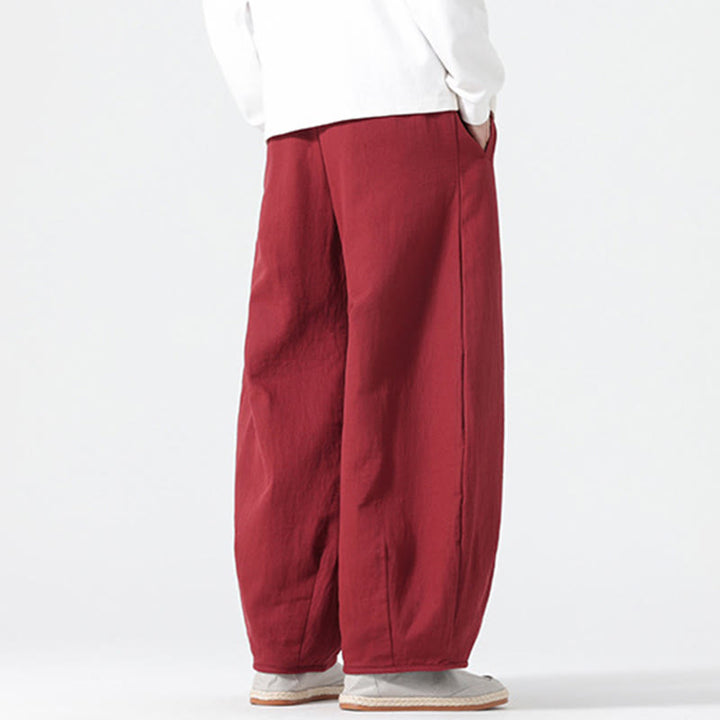 Buddha Stonesデイリードローストリング 中国禅スタイル メンズ ワイドレッグ ピュアパンツ ポケット付き - image 12