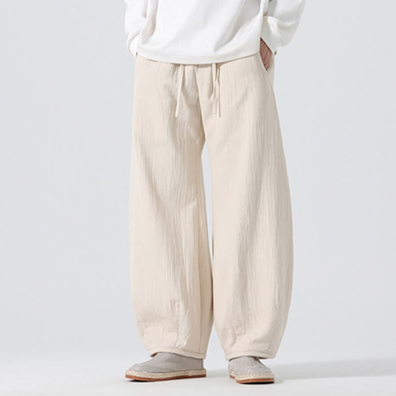 Buddha Stonesデイリードローストリング 中国禅スタイル メンズ ワイドレッグ ピュアパンツ ポケット付き - image 3