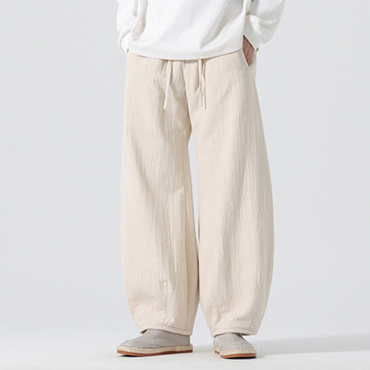 Buddha Stonesデイリードローストリング 中国禅スタイル メンズ ワイドレッグ ピュアパンツ ポケット付き - image 3