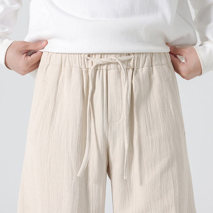 Buddha Stonesデイリードローストリング 中国禅スタイル メンズ ワイドレッグ ピュアパンツ ポケット付き - image 6