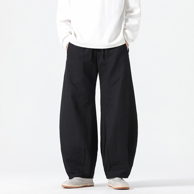 Buddha Stonesデイリードローストリング 中国禅スタイル メンズ ワイドレッグ ピュアパンツ ポケット付き - image 19