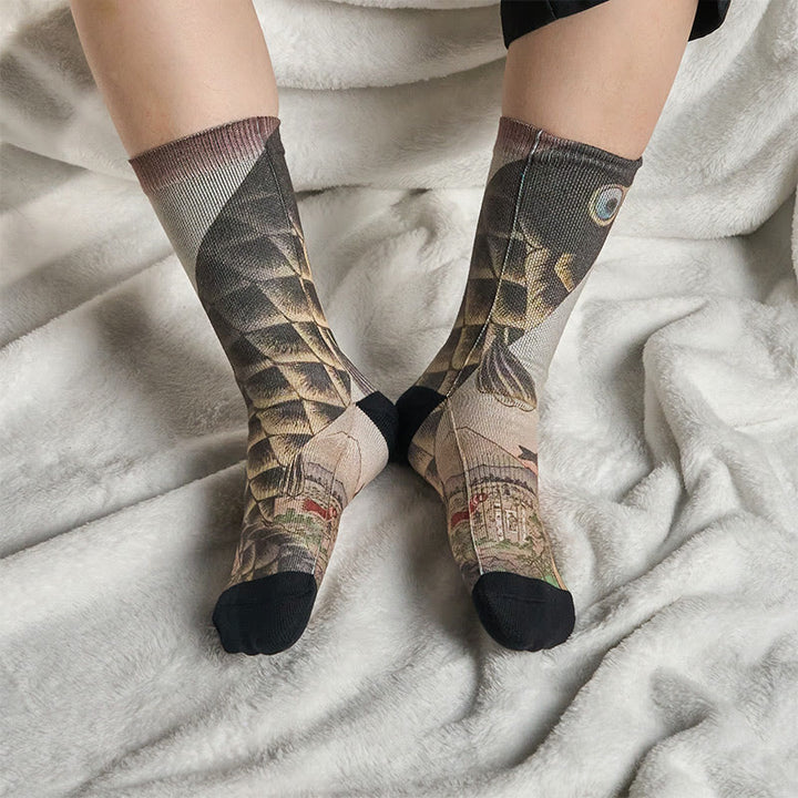 Buddha Stonesカジュアル鯉富士山 マイクロクルー メンズ レディース ユニセックス ソックス - image 7