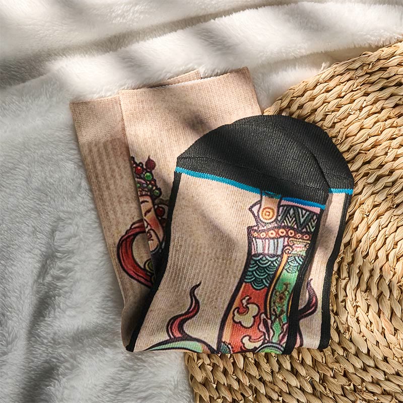 Buddha Stonesカジュアル富貴神如意柄マイクロクルーソックスメンズレディースユニセックス - image 4