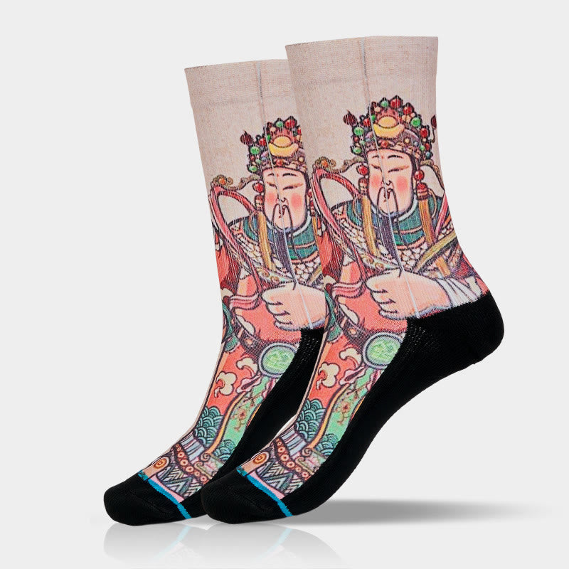 Buddha Stonesカジュアル富貴神如意柄マイクロクルーソックスメンズレディースユニセックス - image 9