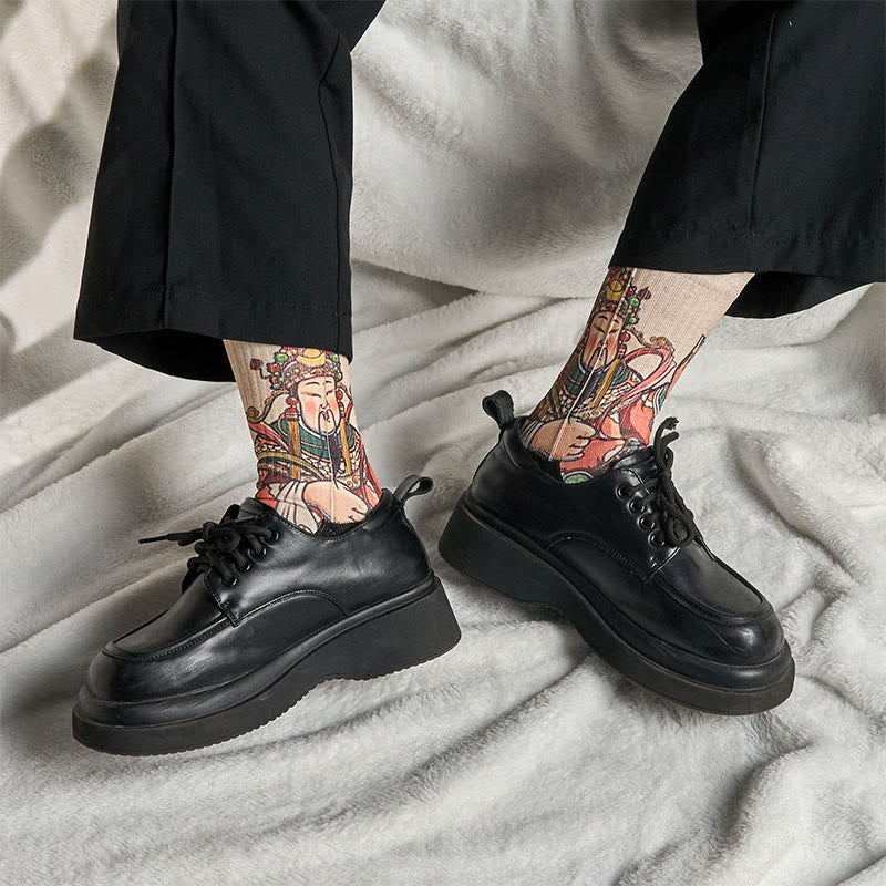 Buddha Stonesカジュアル富貴神如意柄マイクロクルーソックスメンズレディースユニセックス - image 6