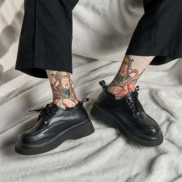 Buddha Stonesカジュアル富貴神如意柄マイクロクルーソックスメンズレディースユニセックス - image 6