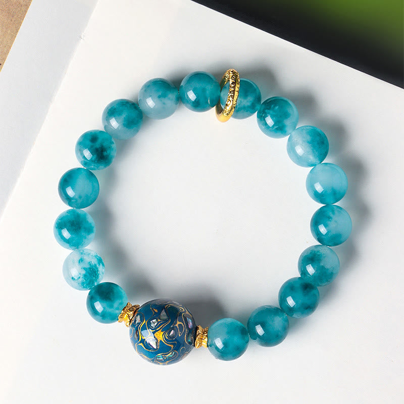 Buddha Stones10mm 天然ブルーカルセドニー ポジティブビーズブレスレット - ブルーカルセドニー（手首周り：15～17cm） - image 0