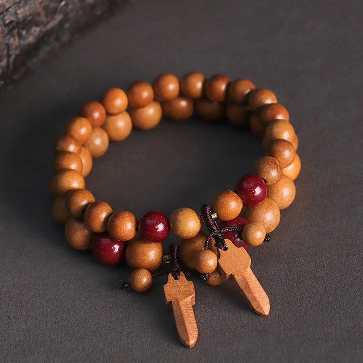Buddha Stones桃の木 辰砂 剣チャーム開運財運ブレスレット - image 12