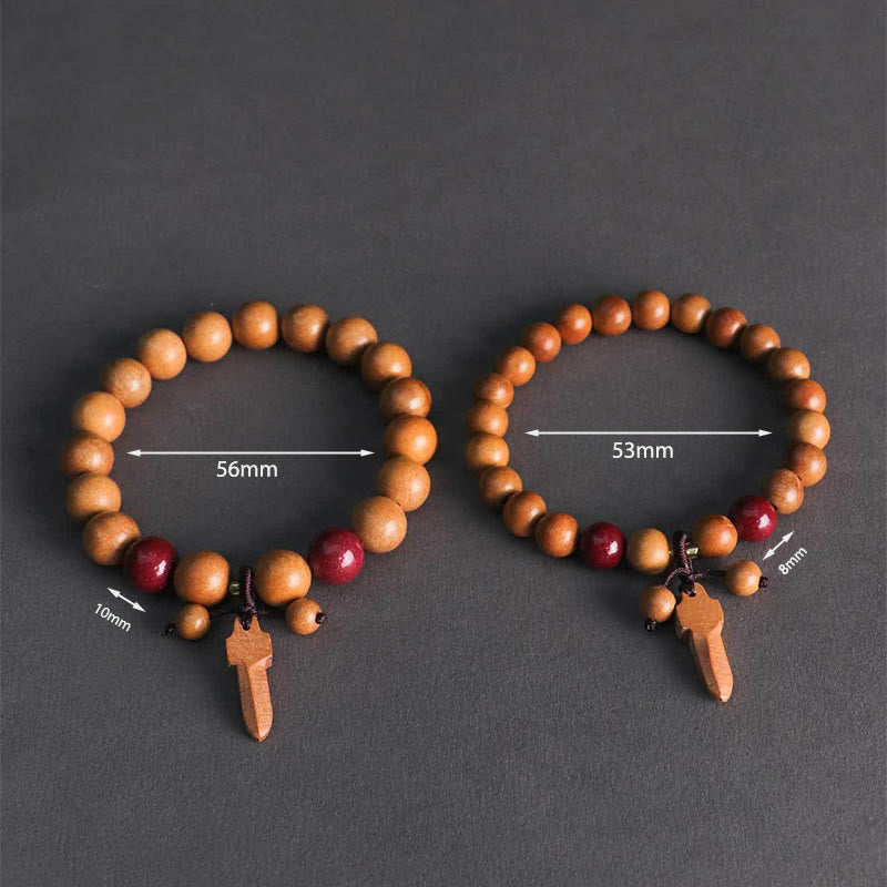 Buddha Stones桃の木 辰砂 剣チャーム開運財運ブレスレット - image 13