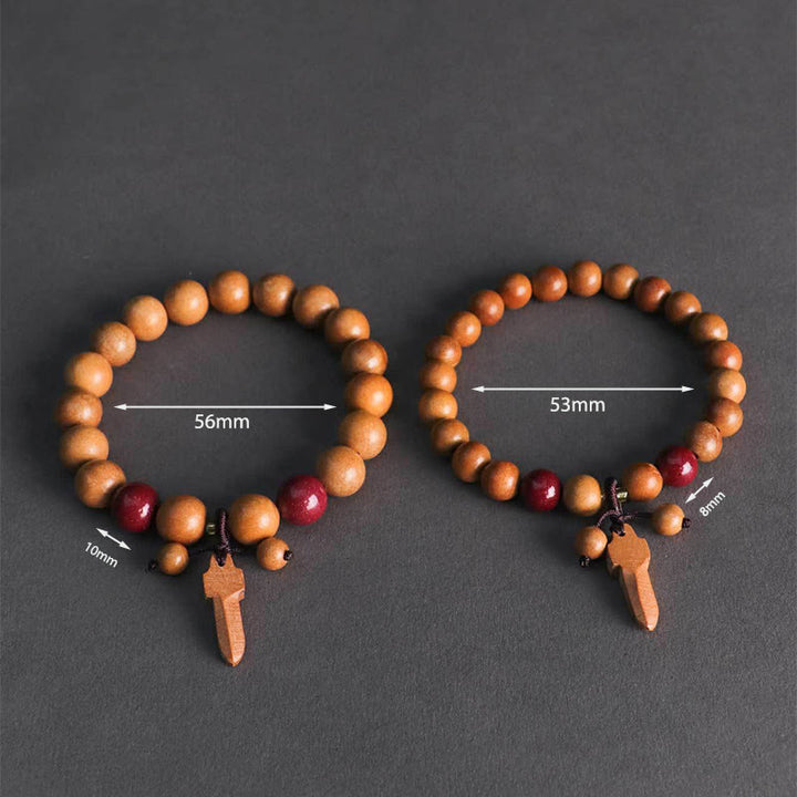 Buddha Stones桃の木 辰砂 剣チャーム開運財運ブレスレット - image 13