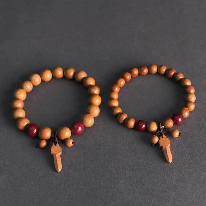 Buddha Stones桃の木 辰砂 剣チャーム開運財運ブレスレット - image 10