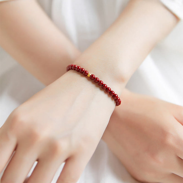 Buddha Stones999ゴールド 辰砂 シンプルデザイン 集中力ブレスレット - image 2