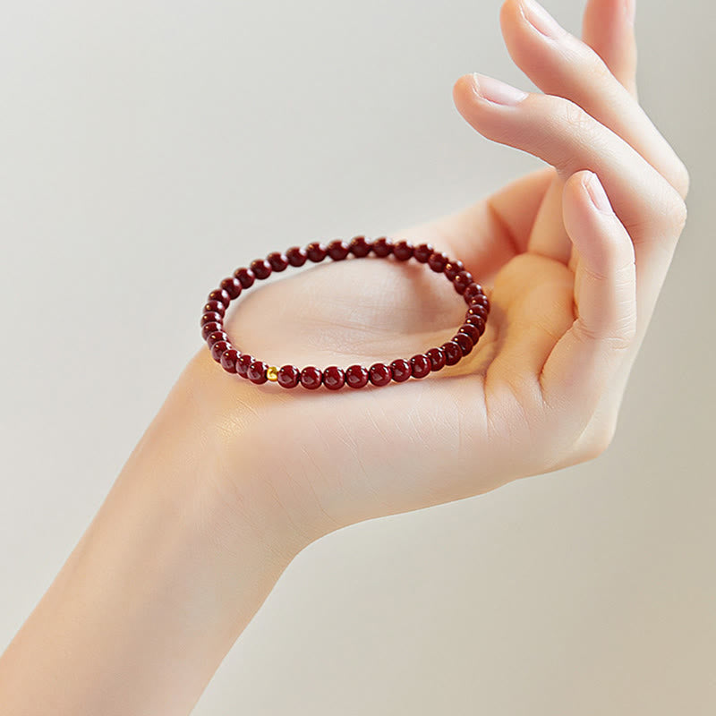 Buddha Stones999ゴールド 辰砂 シンプルデザイン 集中力ブレスレット - image 1