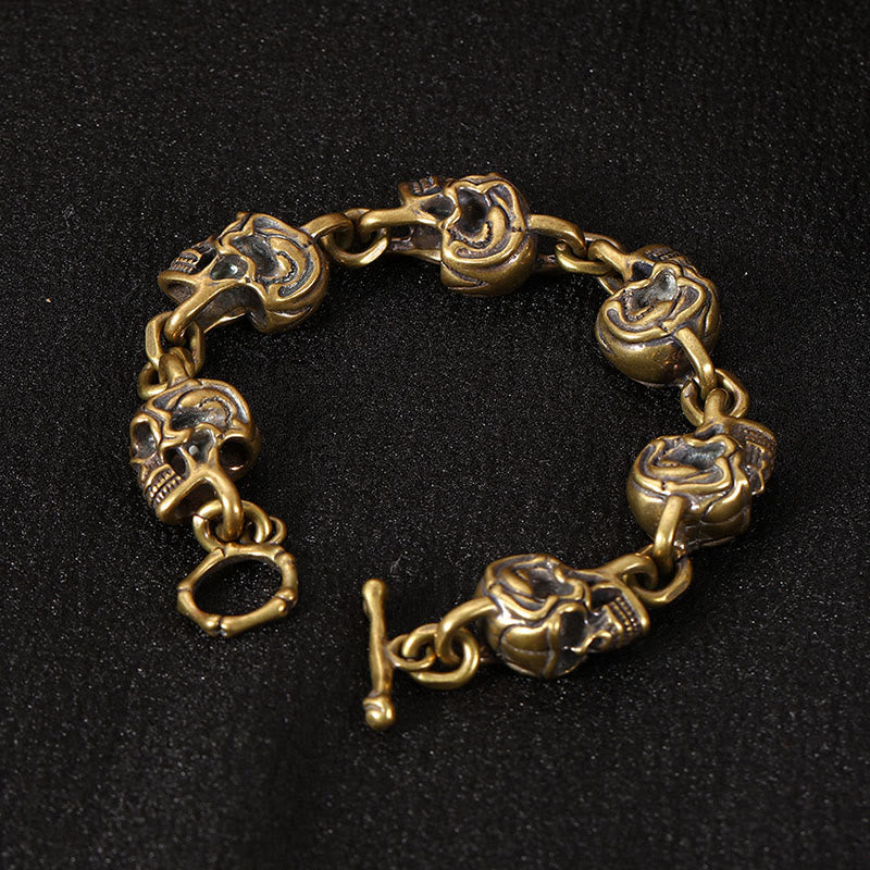 Buddha Stonesレトロ銅真鍮スカル 死体の王 森林守護ブレスレット - 銅真鍮（手首周り：18～19cm） - image 0