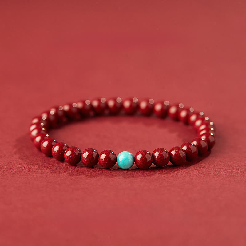 Buddha Stonesシナバーターコイズ コンセントレーションブレスレット - 6mm 辰砂 - image 0