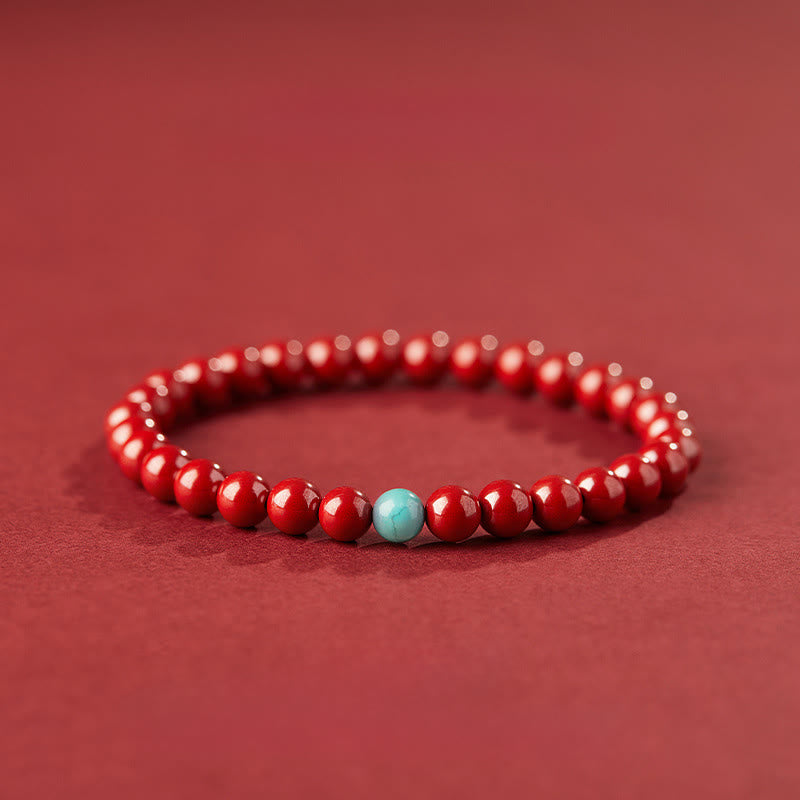 Buddha Stonesシナバーターコイズ コンセントレーションブレスレット - 6mm インペリアル・シナバー - image 3