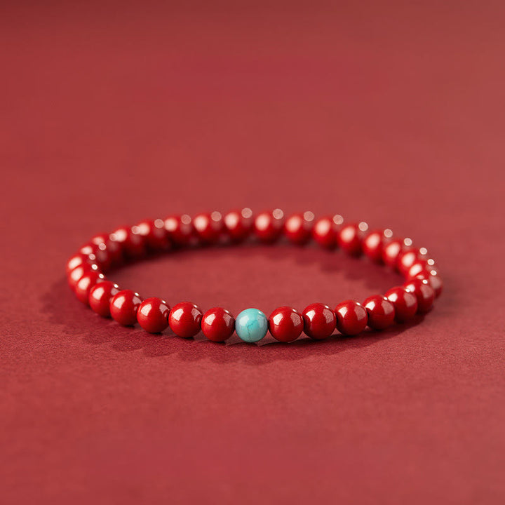 Buddha Stonesシナバーターコイズ コンセントレーションブレスレット - 6mm インペリアル・シナバー - image 3