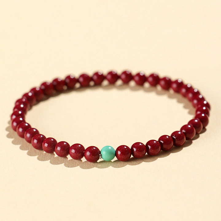 Buddha Stonesシナバーターコイズ コンセントレーションブレスレット - 4mm 辰砂 - image 2