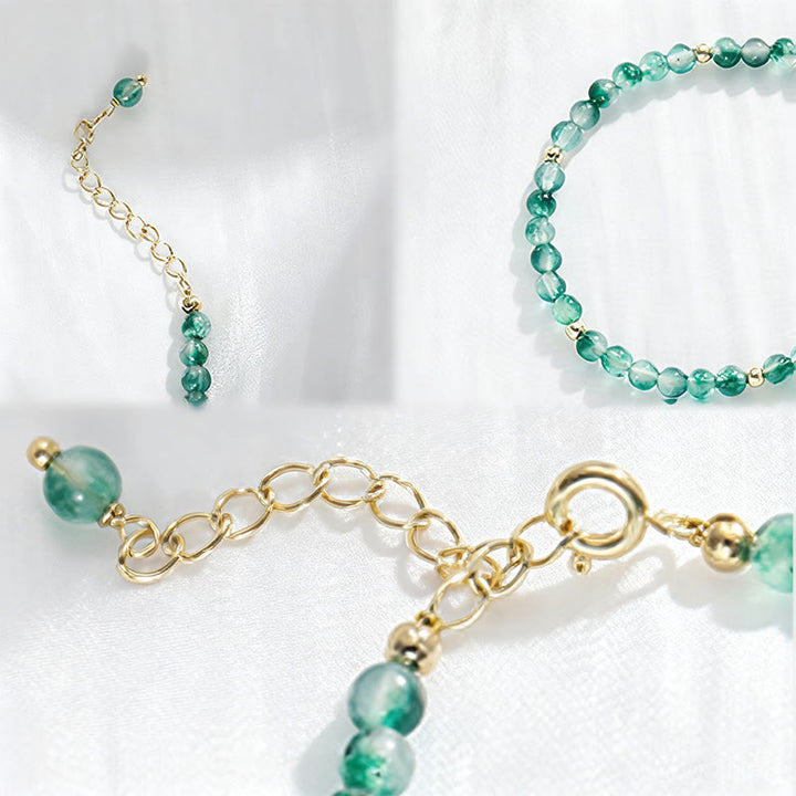 Buddha Stones14Kゴールドメッキ 天然モスアゲート ヒーリングブレスレット - image 6