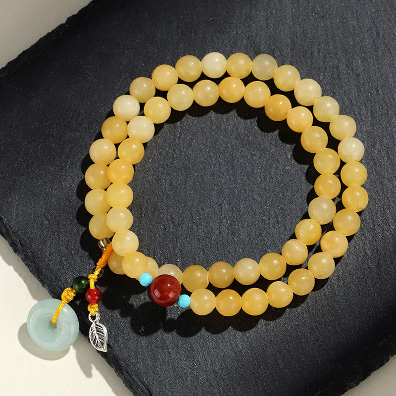 Buddha Stonesトパーズ ピース平和のお守りチャームダブルラップデザイン開運財運ブレスレット - image 1