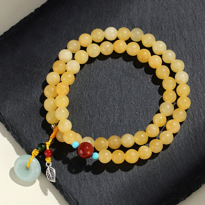 Buddha Stonesトパーズ ピース平和のお守りチャームダブルラップデザイン開運財運ブレスレット - image 1