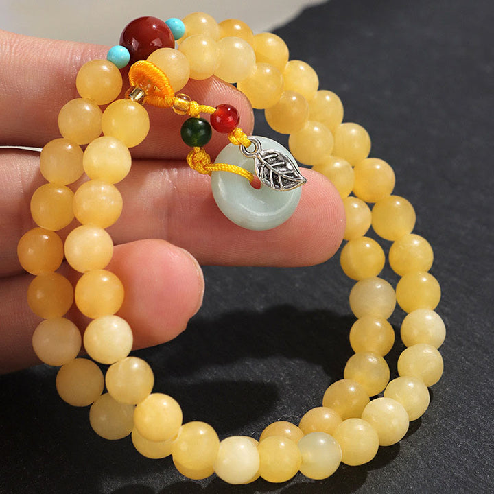 Buddha Stonesトパーズ ピース平和のお守りチャームダブルラップデザイン開運財運ブレスレット - image 5
