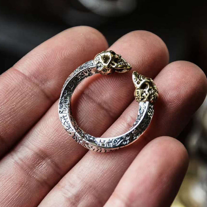 Buddha Stones屍の森の王 銅製 ダブルスカル 悪霊除けリング - image 3