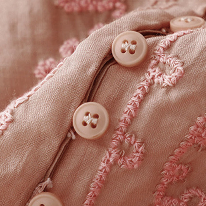 Buddha Stonesカジュアル レディース プレーン フロッグバックルデザイン ハーフスリーブシャツ - image 3