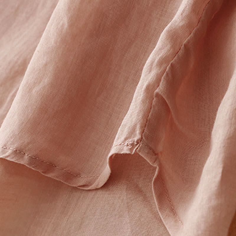 Buddha Stonesカジュアル レディース プレーン フロッグバックルデザイン ハーフスリーブシャツ - image 4