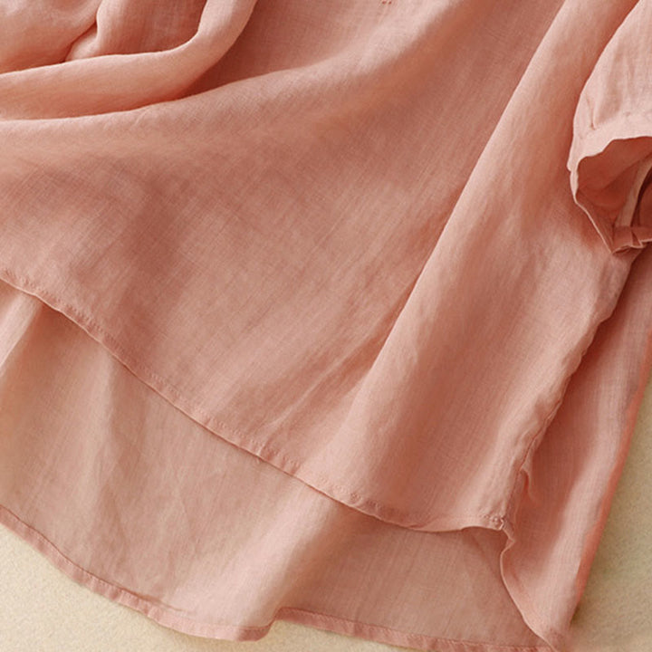 Buddha Stonesカジュアル レディース プレーン フロッグバックルデザイン ハーフスリーブシャツ - image 5