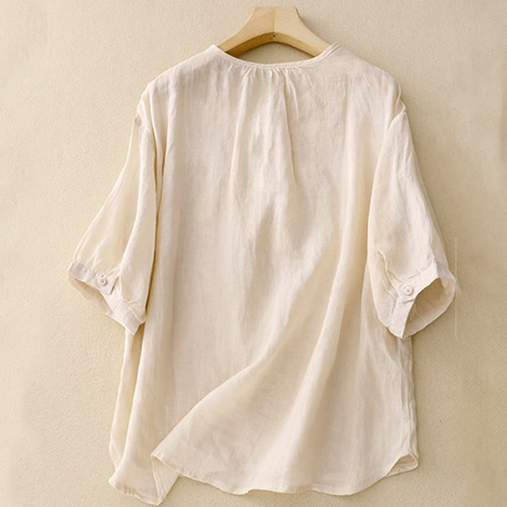 Buddha Stonesカジュアル レディース プレーン フロッグバックルデザイン ハーフスリーブシャツ - image 8