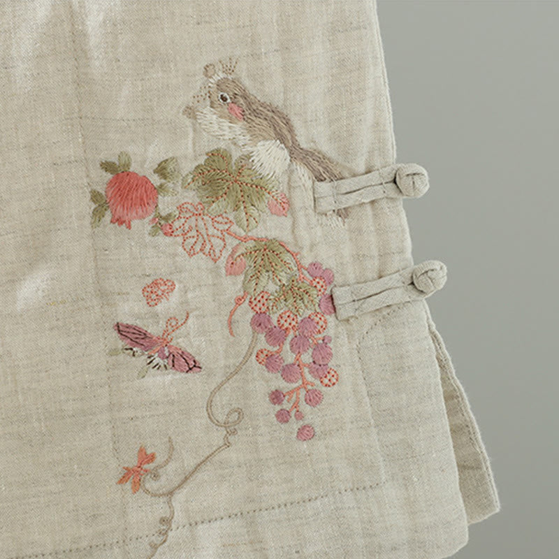Buddha Stones刺繍カエルボタンコットンパッド入りレディースワイドレッグパンツ（ポケット付き） - image 14